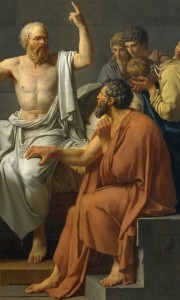 Detalle da morte de Sócrates, Jacques Louis David
