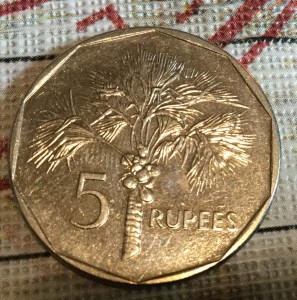 "Lodoicea maldivica" numha moeda das Seychelles