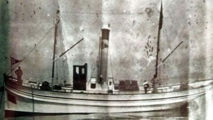 Imaxe antiga dunha embarcación construída nos estaleiros sonenses